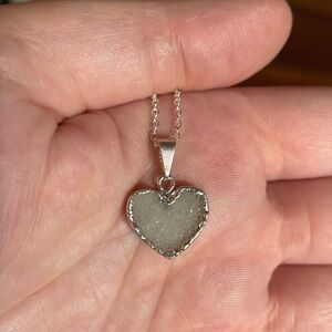 Cute Dainty Druzy Quartz Silver Plated over Copper Electroform Pendant on Chain